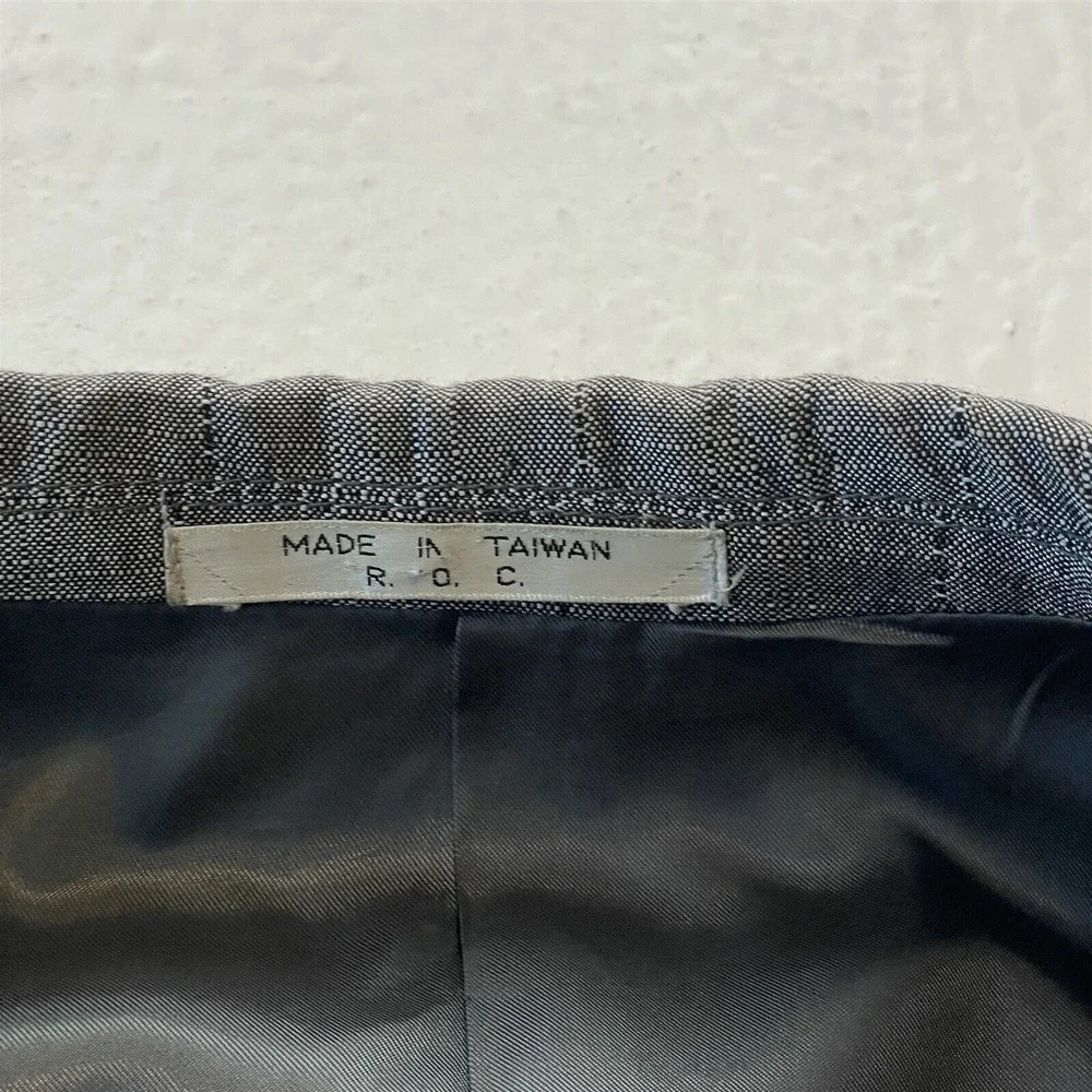 Vtg 42R SIlver Windowpane Check Double‎ Breasted Blazer Jacket Sport Coat